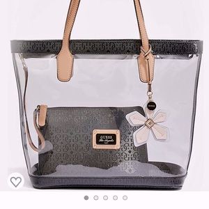 Guess Hula Girl Clear Tote with Attached Wristlet